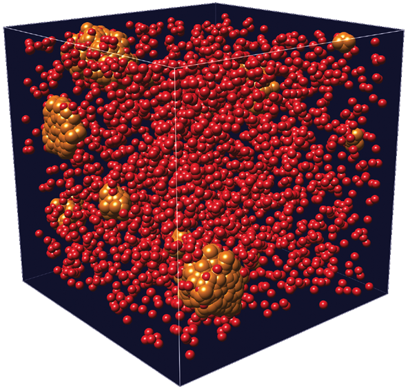 Teilchenbasierte Visualisierung von Argonmolekülen.